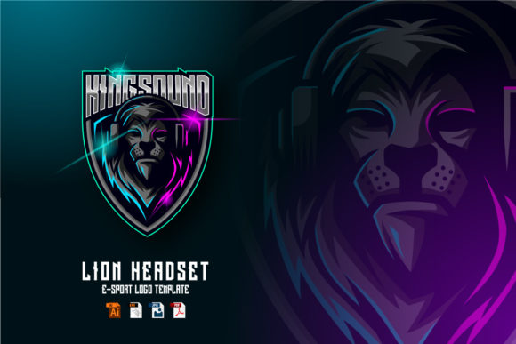 Lion Headset E-sport Logo: A Professional Branding Asset