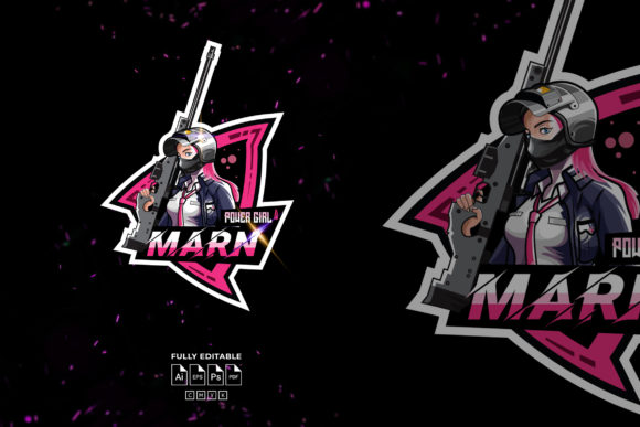 Pink Girl Esport Logo with Gun: A Bold and Versatile Design for Your Gaming Brand